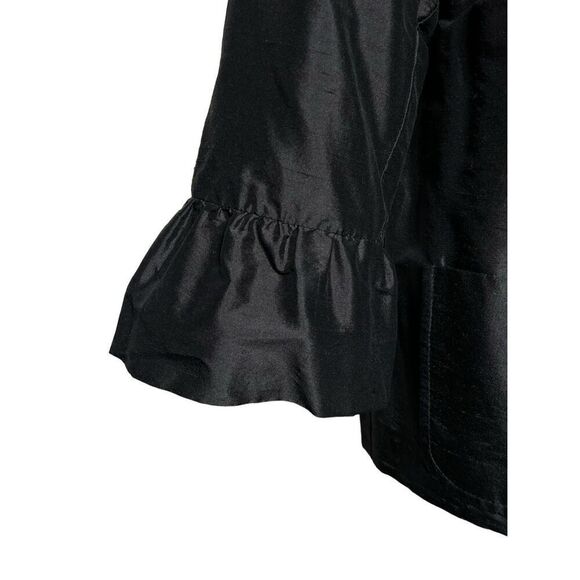 Molly B Black Ruffled Cropped Silk Jacket Size 2 Rhinestone Buttons - Picture 3 of 6